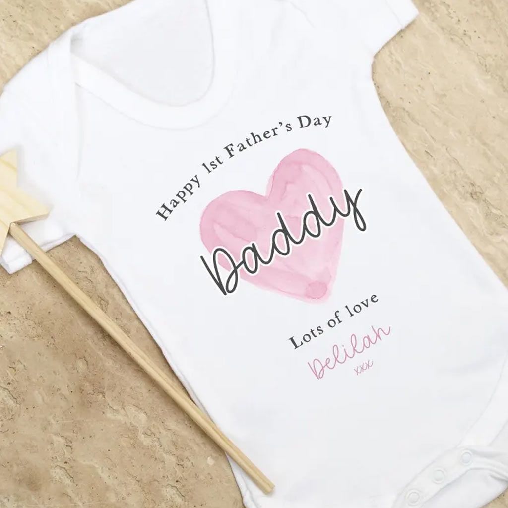 The “Watercolor Heart” Personalized 1st Father’s Day Romper