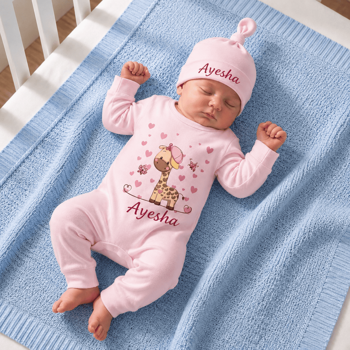 Custom Name Giraffe Full Body Romper