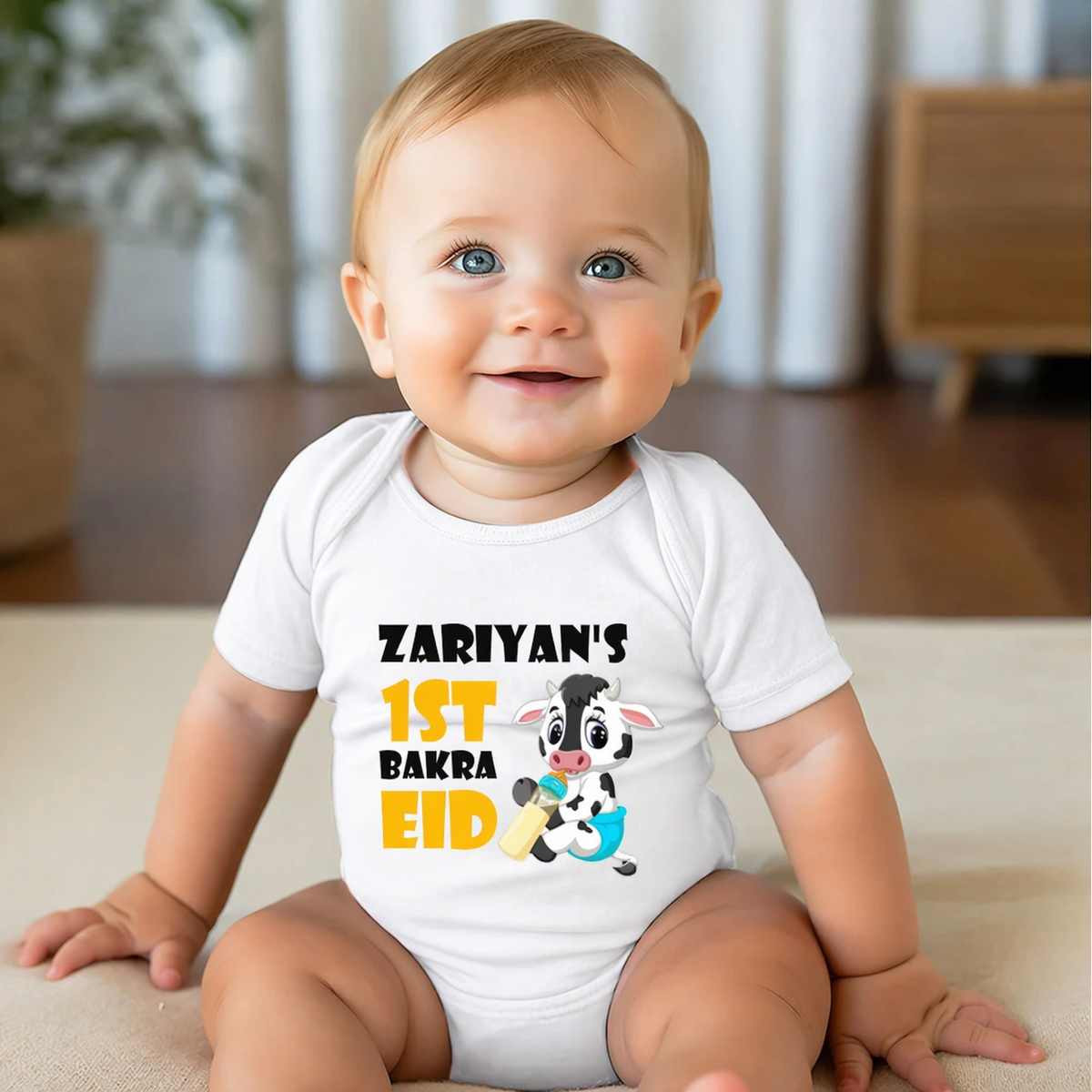 First Eid Dress Cute Cow Baby Romper