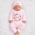 Personalized Name Floral Romper with Cap