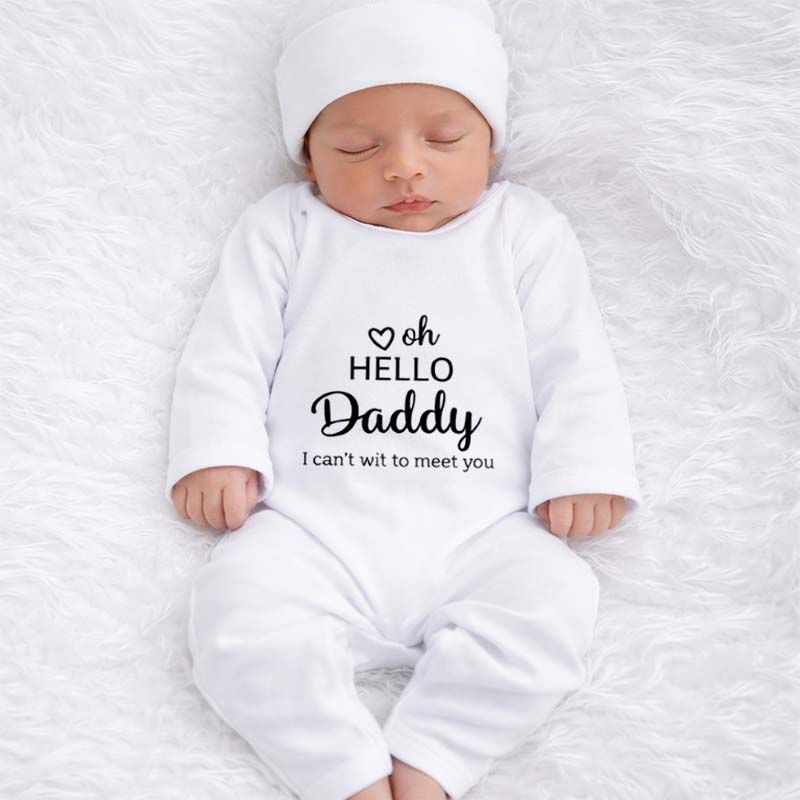 Oh Hello Daddy Baby Announcement Surprise Husband Romper