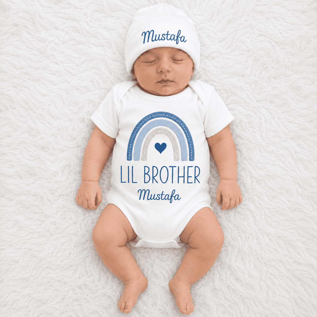 Personalized “Lil Brother” Matching New Born Half Sleeve Romper