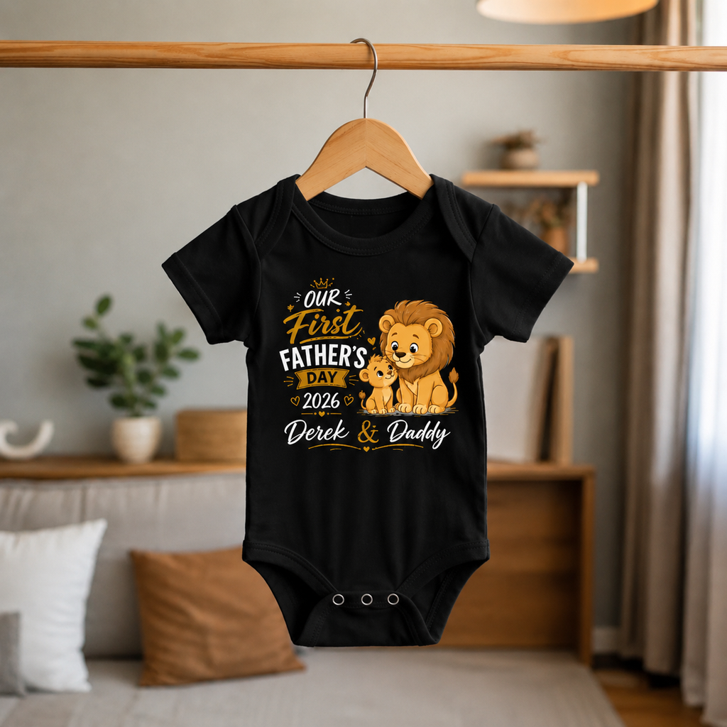 Custom Baby Name First Father’s Day Lion Cub Romper