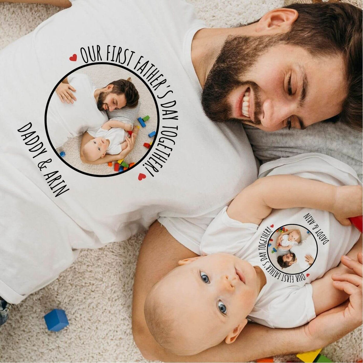 Personalized Photo Father’s Day Romper Matching Shirt & Romper