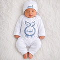 Personalized Angel Wings Arabic Calligraphy Baby Onesie & Beanie Set