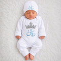 Personalized Little Prince Baby Onesie & Matching Beanie Set